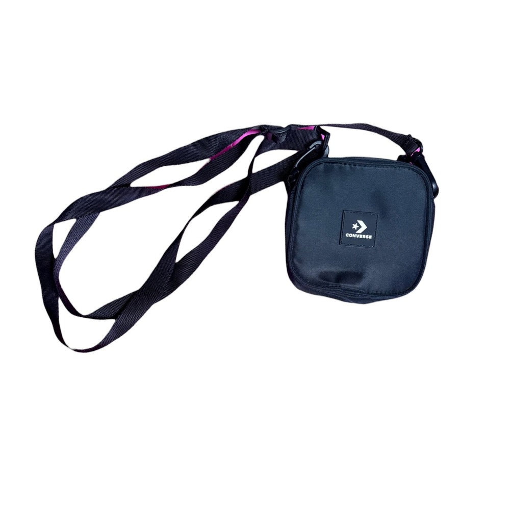 Converse Floating Pocket Unisex Black 400D Polyester Crossbody Waist Bag Lanyard
